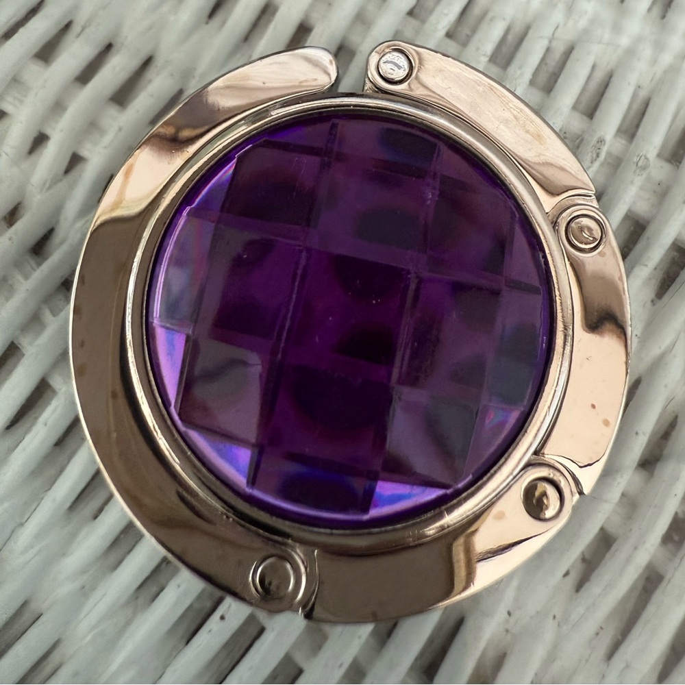 Purple and Silver-tone Purse Hook